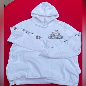 Adidas White Hoodie with Floral Details